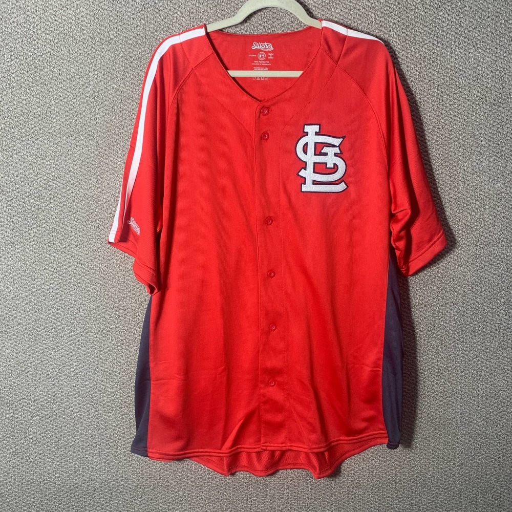 Stitches Mens Jersey Size XL Red St. Louis Cardinals Button Front Baseball